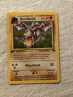 Pokemon TCG 1st Edition Aerodactyl Holo Fossil 1/62 1999 - Image 1