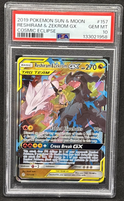 2019 Pokemon Sun & Moon Cosmic Eclipse Tag Team - Reshiram & Zekrom GX -PSA 10 - Image 1