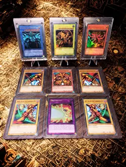 Yu-Gi-Oh Limited Edition Egyptian God Cards Ra Obelisk Slifer + Exodia Full Set - Image 1