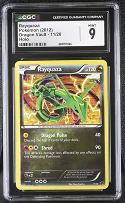 CGC 9 MINT Rayquaza 2012 Dragon Vault 11/20 Holo Pokemon Card - Image 1