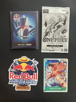 One Piece TCG Redbull Double Don Event Pack + Top 16 Promo Card. SEALED DON!! - Image 1
