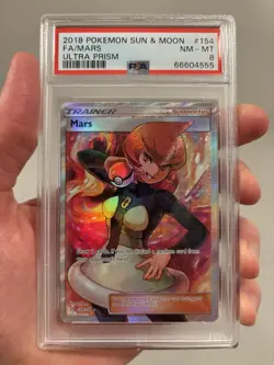 2018 POKEMON SUN & MOON ULTRA PRISM #154 FULL ART MARS PSA 8 - Image 1