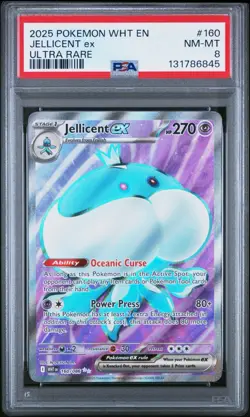 2025 POKEMON WHT EN-WHITE FLARE ULTRA RARE #160 JELLICENT EX PSA 8 - Image 1