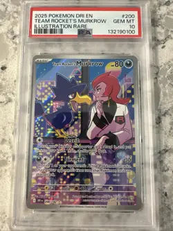 2025 POKEMON DRI EN-DESTINED RIVALS #200 TEAM ROCKET'S MURKROW PSA 10 - Image 1