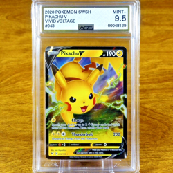 Pokemon SWSH Vivid Voltage Pikachu V 043/185 AGS Mint+ 9.5 Full Holo Rare 2020 - Image 1