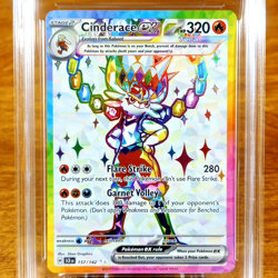 Pokemon Stellar Crown Cinderace EX 157/142 AGS Mint+ 9.5 Holo Secret Rare 2024 - Image 2