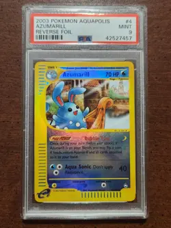 🔥🔥PSA 9 Azumarill Reverse Holo Rare Pokemon Card Aquapolis 4/147 Mint🔥🔥 - Image 1