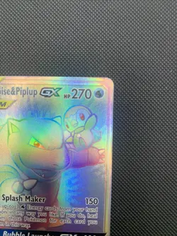 Pokemon SM Cosmic Eclipse Blastoise & Piplup GX Secret Rare Holo Card 253/236 - Image 3