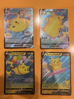 Flying / Surfing Pikachu V & VMAX Celebrations Pokemon 4 Card Set - Image 1