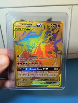 POKEMON RESHIRAM & CHARIZARD GX SM247 TAG TEAM GOLD PROMO NEAR MINT - Image 2