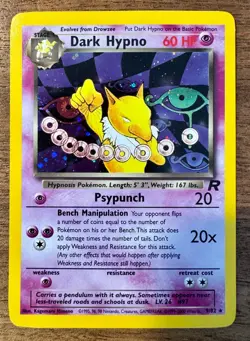 Pokemon TCG Dark Hypno 9/82 Holo Team Rocket Vintage Rare LP - Image 1
