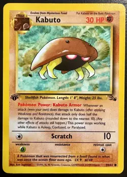 Kabuto 50/62 Common 1st First Edition Fossil Pokemon Moderately Played MP - Image 1
