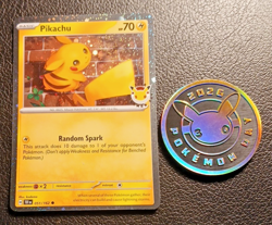 Pokemon TCG Pikachu 051/162 Cosmos, Pokemon Day 2026 + 30th Year Pikachu Coin - Image 1