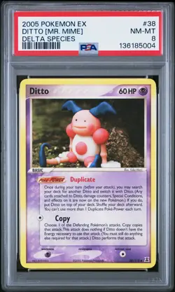 2005 POKEMON EX DELTA SPECIES #38 DITTO [MR. MIME] PSA 8 - Image 1