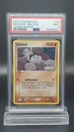PSA 9 MINT Pokemon 2006 Ex Legend Maker Geodude Rev Reverse Holo Foil #53 - Image 1