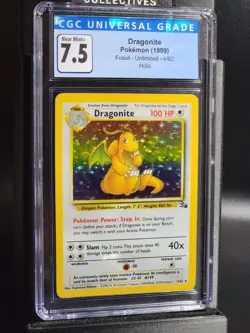 DRAGONITE Holo #4 Pokemon TCG 1999 Fossil Unlimited CGC 7.5 Near Mint+ - Image 1