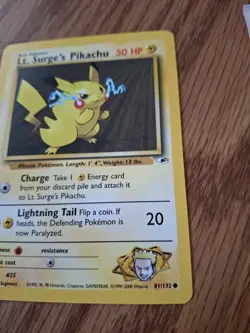 Lt. Surge's Pikachu 81/132 NM Unlimited Gym Heroes Pokemon TCG WotC Vintage Card - Image 3