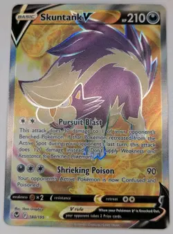 Skuntank V 180/195 Pokemon TCG Sword & Shield Silver Tempest Ultra Rare NM - Image 1