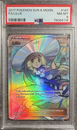 PSA 8 Lillie Full Art 147/149 Pokemon 2017 Sun & Moon Base Set English - Image 1