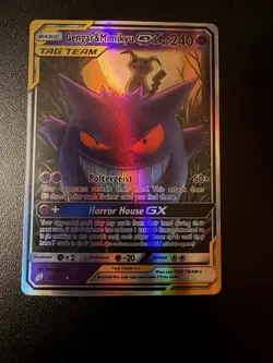 Pokemon Gengar & Mimikyu GX TAG TEAM Ultra Rare Holo Sun & Moon Team Up 53/181 - Image 1