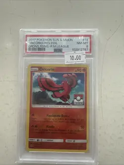 Oricorio 14/145 Guardians Rising League Promo Reverse Holo Pokemon Card PSA 8 - Image 1