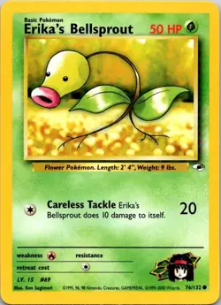 Pokemon TCG Erika's Bellsprout Gym Heroes 76/132 Unlimited Common Card WOTC - Image 1