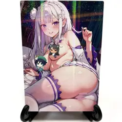 Re:Zero Emilia Sexy Hot Anime Waifu Girl Doujin Lewd Goddess Story Holo Art Card - Image 2
