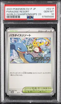 2023 POKEMON JPN SV-P PROMO WORLD CHAMPIONSHIPS 2023 PARADISE RESORT PSA 10 - Image 1