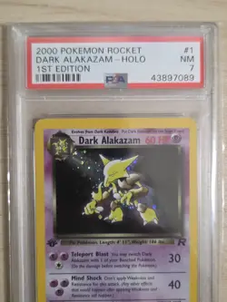 2000 POKEMON ROCKET 1ST ED #1 DARK ALAKAZAM-HOLO PSA 7 - Image 2