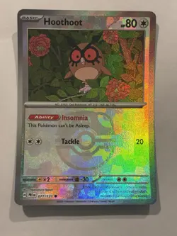 Hoothoot MASTERBALL 77/131 Pokemon Sv: Prismatic Evolutions Holo - NEAR MINT - Image 1