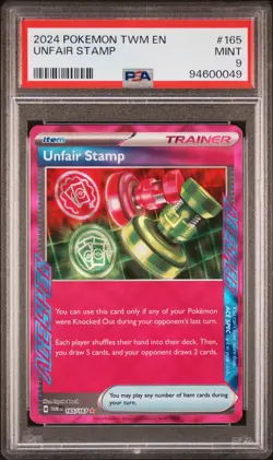 2024 Pokemon TCG - Twilight Masquerade - Unfair Stamp - ACESPEC - 165/167 - PSA9 - Image 1