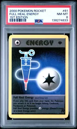 2000 Pokemon Team Rocket 1st Edition Full Heal Energy 81 PSA 8 NM-MINT - Image 1