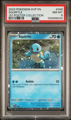 2023 POKEMON SVP EN-SV BLACK STAR PROMO 151 POSTER COLL #048 SQUIRTLE PSA 8 - Image 1