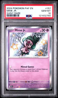 2024 POKEMON PAF EN PALDEAN FATES MIME JR. 157/091 SHINY RARE PSA 10 - Image 1