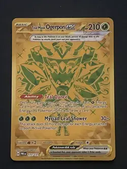 Pokemon TCG Teal Mask Ogerpon EX Prismatic Evolutions 177/131 Hyper Rare Gold - Image 1