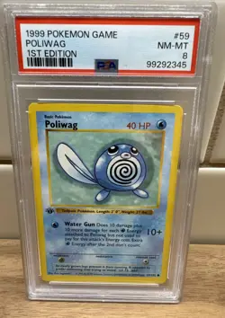 1999 Pokemon First Edition Shadowless Poliwag Base Set 59/102 PSA 8 Vintage - Image 1