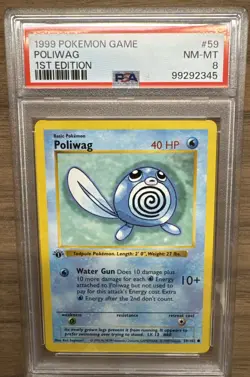 1999 Pokemon First Edition Shadowless Poliwag Base Set 59/102 PSA 8 Vintage - Image 3