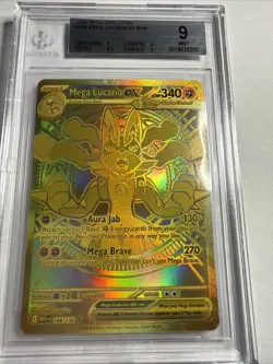 2025 Pokemon Mega Evolution Mega Lucario Ex Gold MHR #188 GEM MINT BGS 9 - Image 1