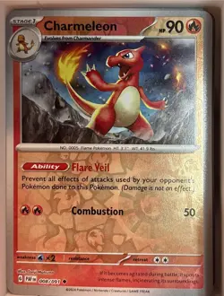 Pokemon Charmeleon SV: Paldean Fates 008/091 Near Mint NM Reverse Holo - Image 1