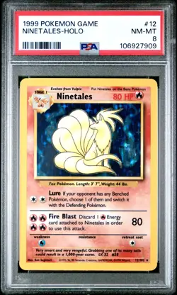 1999 Pokemon Game 12/102 - Ninetales Holo PSA 8 - Image 1