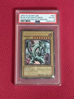 2002 Yu-Gi-Oh! LOB Blue-Eyes White Dragon #001 PSA 6 EX-MT Iconic - Image 1