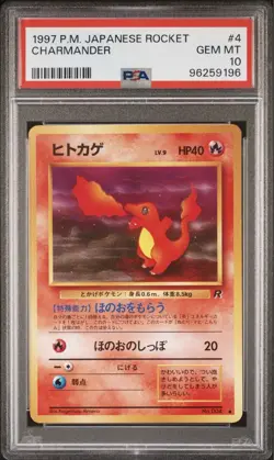 1997 Jpn Rocket Charmander #4 PSA 10 Vintage Pokemon - Image 1
