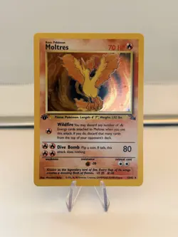 NM / M Pokemon TCG Moltres Holo Rare Card 12/62 Fossil 1st Edition - RARE - Image 2