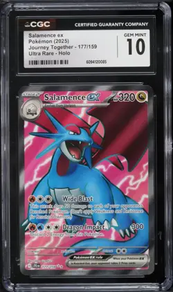 Salamence ex 177/159 Journey Together Pokemon TCG Ultra Rare CGC GEM MINT 10 - Image 1