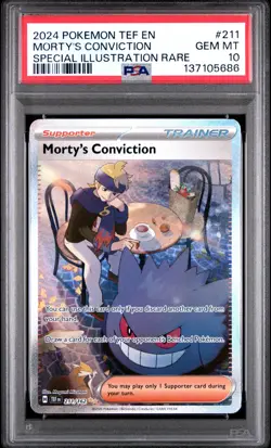 2024 POKEMON TEF EN-TEMPORAL FORCES #211 MORTY'S CONVICTION PSA 10 - Image 1