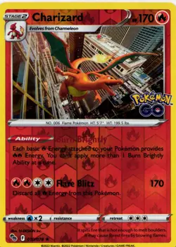 Charizard Holo Rare Pokemon GO 010/078 NM - Image 1
