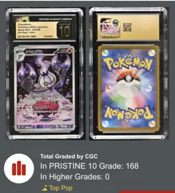 CGC 10 Pristine Chandelure 102/086 AR Art Rare Black Bolt sv11B Pokemon Card - Image 3