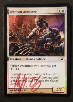 MTG FOIL Veteran Armorer-Artist Signed (R. Horsley) Ravnica: City of Guilds #34 - Image 1