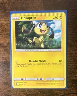 Crimped Error Helioptile Pokemon Card 43/145 60 HP Thunder Shock Basic Card TCG - Image 1