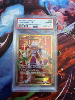 2015 POKEMON XY BREAKTHROUGH SECRET #164 FULL ART/MEWTWO EX PSA 10 - Image 1